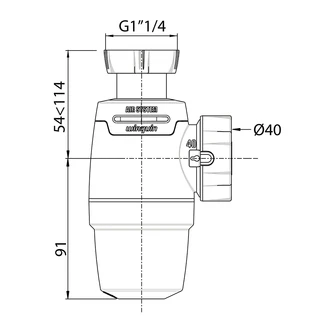 Сифон для раковини Neo Air 1&frac14;"&times;&Oslash;40мм з відведенням WIRQUIN (9541356)