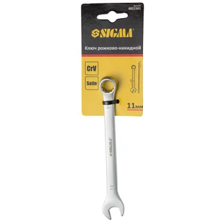 Ключ ріжково-накидний 11мм CrV satine з підвісом SIGMA (6021561)