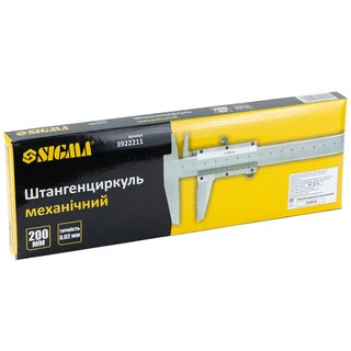 Штангенциркуль механічний 200мм точність &plusmn;0.02мм (пенал) SIGMA (3922211)