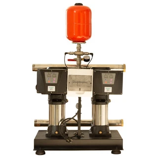 Станція підвищення тиску 2&times;1.5кВт Hmax 74м Qmax 100л/хв 8л + частотне регулювання LEO 3.0 (2EVPm4-6-2AVF-2.2M-8)