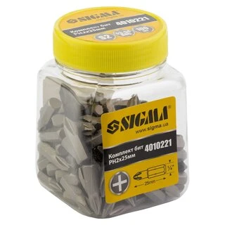 Набір біт PН2&times;25мм 1/4" 100шт S2 (банку) SIGMA (4010221)