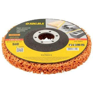 Круг зачистний з нетканого абразиву (корал) Т27 &Oslash;125&times;22.23мм помаранчевий жорсткий SIGMA (9176611)