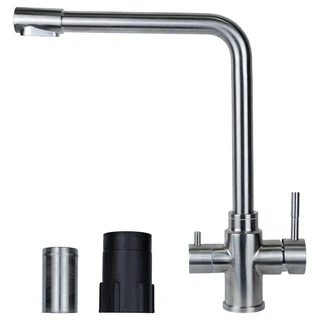 Змішувач KT &Oslash;35 для кухні гусак з виходом для питної води на гайці SS AQUATICA KT-4B770P (9722121)