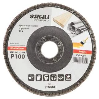 Круг пелюстковий торцевий Т29 (конічний) &Oslash;125мм P100 SIGMA (9172651)