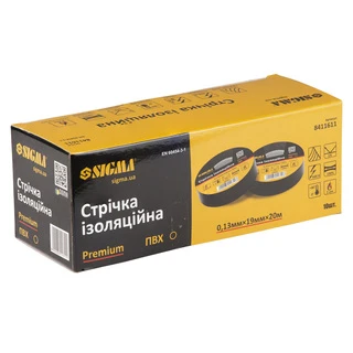 Стрічка ізоляційна ПВХ (чорна) 0.13мм&times;19мм&times;20м Premium SIGMA (8411611)