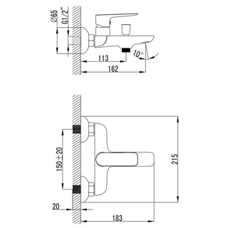 Змішувач LUGANO &Oslash;25 для ванни литий CORSO CH-1C147C (9620200)