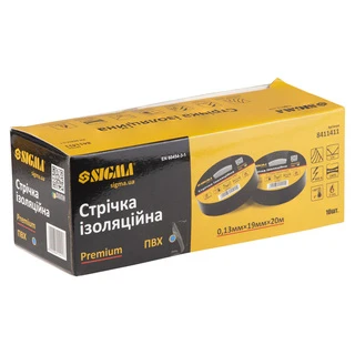 Стрічка ізоляційна ПВХ (синя) 0.13мм&times;19мм&times;20м Premium SIGMA (8411411)