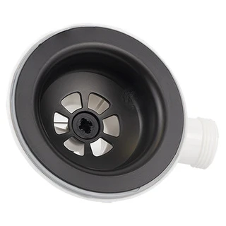 Сифон для кухонної мийки з пластиковим випуском 3&frac12;" виводом під пральну машину круглим переливом і гнучким відведенням &Oslash;40/50мм (чорний) TAU (9842820)