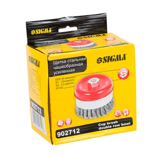Щітка дротяна чашоподібна посилена &Oslash;125мм М14&times;2мм (сталева кручена) SIGMA (9027121)