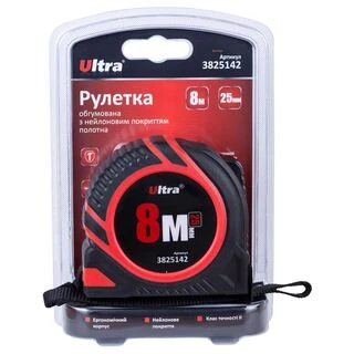 Рулетка обгумована з нейлоновим покриттям полотна 8м&times;25мм ULTRA (3825142)