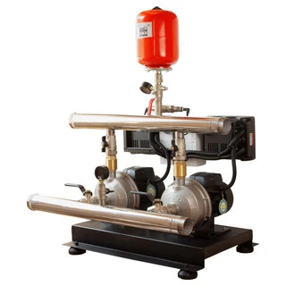 Станція підвищення тиску 2&times;0.55кВт Hmax 29.5м Qmax 80л/хв нерж 5л + частотне регулювання LEO 3.0 (2 AMSm70/0.55-2AVF-1.1M-5)