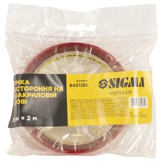 Стрічка двостороння на піноакриловій основі 15мм&times;2м SIGMA (8431281)